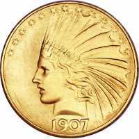  10 долларов 1907-1908 годов, Голова индейца, фото 1 