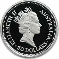  50 долларов 1992 года, Австралийская коала - буква монетного двора, фото 1 