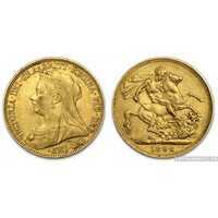  1 соверен 1838-1901 года “Соверен королевы Виктории”(золото, Великобритания), фото 1 