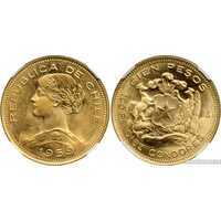  100 песо 1959 года (золото, Чили), фото 1 