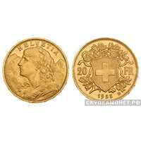  20 франков 1922 года (золото, Швейцария), фото 1 