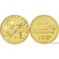  100 франков 1997 г.в.(золото, Франция) – «Чемпионат мира по футболу 1998 года», фото 1 