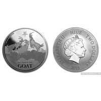  2 доллара 2015 года «Год Козы»(серебро, Ниуэ), фото 1 