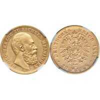  20 марок Георг II. Герцогство Сакс-Майнинген. 1882 год, фото 1 