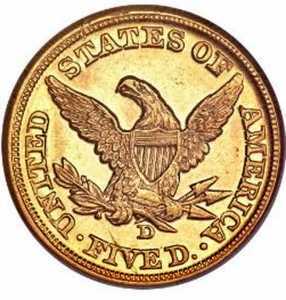  5 долларов 1839-1866 годов, Свобода, фото 2 