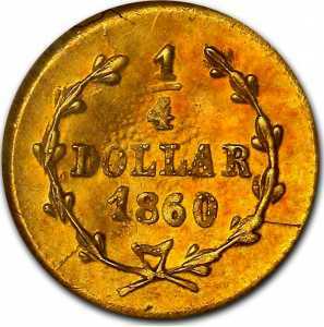  1/4 доллара 1860 года, Свобода (круглая), фото 2 