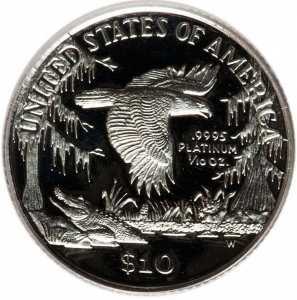  10 долларов 1999 года, Американский платиновый орел - Водно-болотные угодья, фото 2 