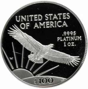 100 долларов 1997-2022 годов, Американский платиновый орел, фото 2 