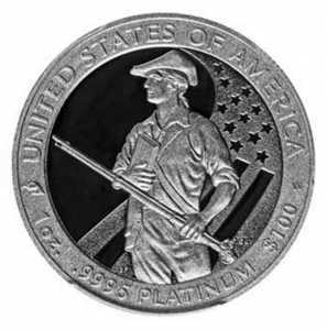  100 долларов 2012 года, Американский платиновый орел - Обеспечение общей обороны, фото 2 