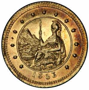  1/2 доллара 1853 года, Герб Калифорнии (круглая), фото 1 