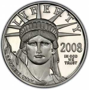  50 долларов 2008 года, Американский платиновый орел - Юстиция, фото 1 