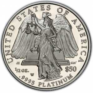  50 долларов 2008 года, Американский платиновый орел - Юстиция, фото 2 