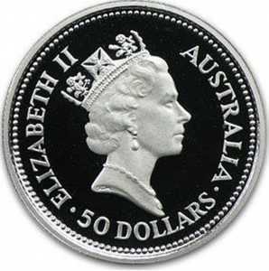  50 долларов 1992 года, Австралийская коала - буква монетного двора, фото 1 