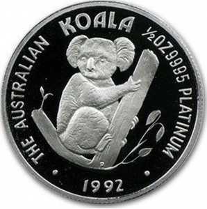  50 долларов 1992 года, Австралийская коала - буква монетного двора, фото 2 