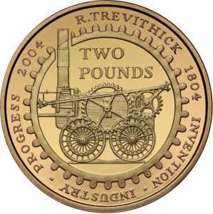  2 фунта 2004г, 200 лет первому паровозу Ричарда Тревесика, фото 2 