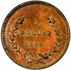  1/2 доллара 1854 года, Свобода (круглая), фото 2 