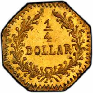  1/4 доллара 1852-1881 годов, Голова индейца (восьмиугольная), фото 2 
