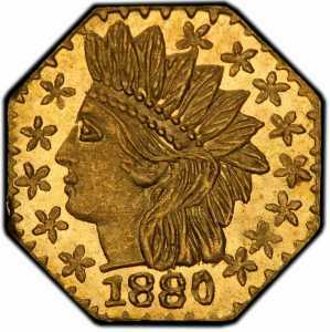  1/4 доллара 1880 года, Голова индейца (восьмиугольная), фото 1 