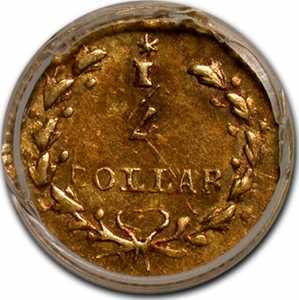  1/4 доллара 1852-1870 годов, Маленькая голова Свободы (круглая), фото 2 