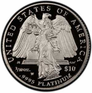  10 долларов 2008 года, Американский платиновый орел - Юстиция, фото 2 