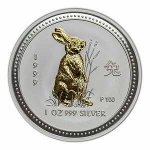  1 доллар 1999 года, Год Кролика/позолоченный, фото 1 