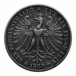  1 талер 1860 года, Регулярный выпуск/Франкфурт, фото 2 