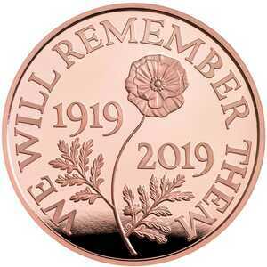  5 фунтов 2019г, 100 лет Проведению первого Дня памяти, фото 2 