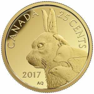  25 центов 2017 года, Полярный заяц, ястреб и лиса, фото 2 