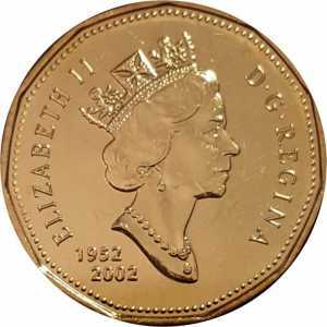  1 доллар 2002 года, 50 лет правлению Королевы Елизаветы II. Золото, фото 1 