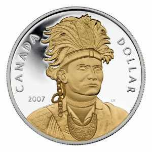 1 доллар 2007 года, Тайенданегеа  (частичная позолота), фото 2 