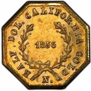  1/2 доллара 1854-1868 годов, Калифорнийская свобода (восьмиугольная), фото 2 