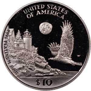  10 долларов 1998 года, Американский платиновый орел - Новая Англия, фото 2 