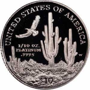  10 долларов 2001 года, Американский платиновый орел - Юго-западные районы, фото 2 