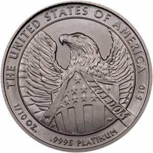  10 долларов 2007 года, Американский платиновый орел - Орел со щитом, фото 2 