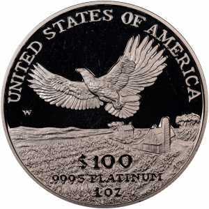  100 долларов 2000 года, Американский платиновый орел - Центральный район Америки, фото 2 