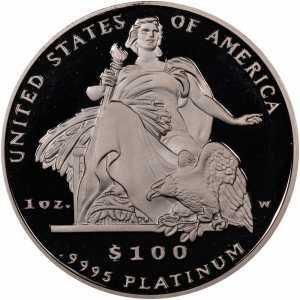  100 долларов 2004 года, Американский платиновый орел - Скульптура "Америка", фото 2 