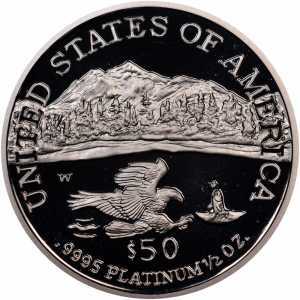  50 долларов 2002 года, Американский платиновый орел - Северо-западные районы, фото 2 