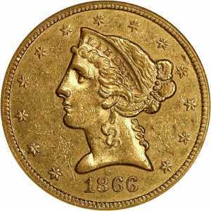  5 долларов 1866-1908 годов, Свобода, фото 1 