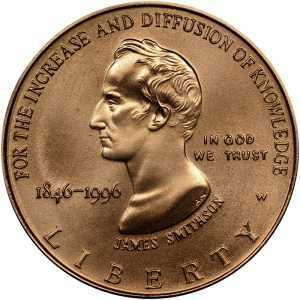  5 долларов 1996 года, 150 лет Смитсоновскому институту, фото 1 