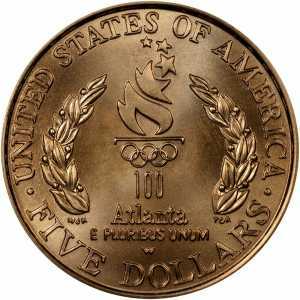  5 долларов 1996 года, XXVI летние Олимпийские Игры, Атланта 1996 - Флагоносец, фото 2 