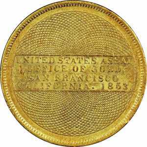  20 долларов 1853 года, Золотой слиток американского образца, фото 2 