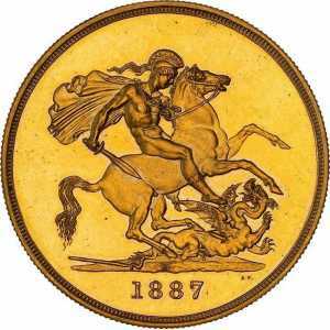  5 фунтов 1887 года, 50 лет правления Королевы Виктории, фото 2 