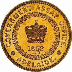  5 фунтов 1852 года, Аделаида - инициалы медальера, фото 1 