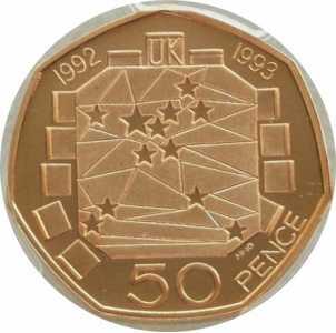  50 пенсов 1992г, Председательство Великобритании в ЕС, фото 2 