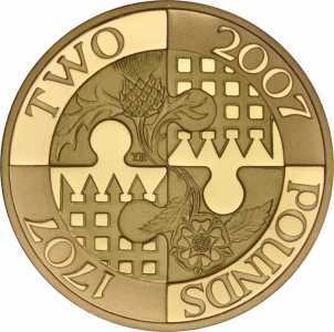  2 фунта 2007г, 300 лет "Акту Объединения" Англии и Шотландии, фото 2 