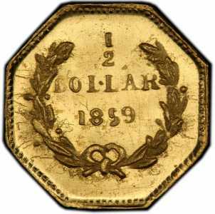  1/2 доллара 1859-1871 годов, Свобода (восьмиугольная), фото 2 