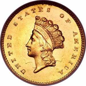  1 доллар 1854-1856 годов, Индейская голова, фото 1 