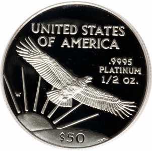  50 долларов 1997-2008 годов, Американский платиновый орел, фото 2 