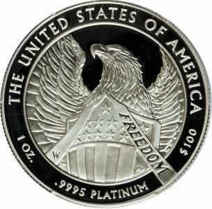  100 долларов 2007 года, Американский платиновый орел - Орел со щитом, фото 2 