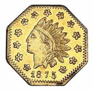  1 доллар 1875-1876 годов, Голова индейца (восьмиугольная), фото 1 